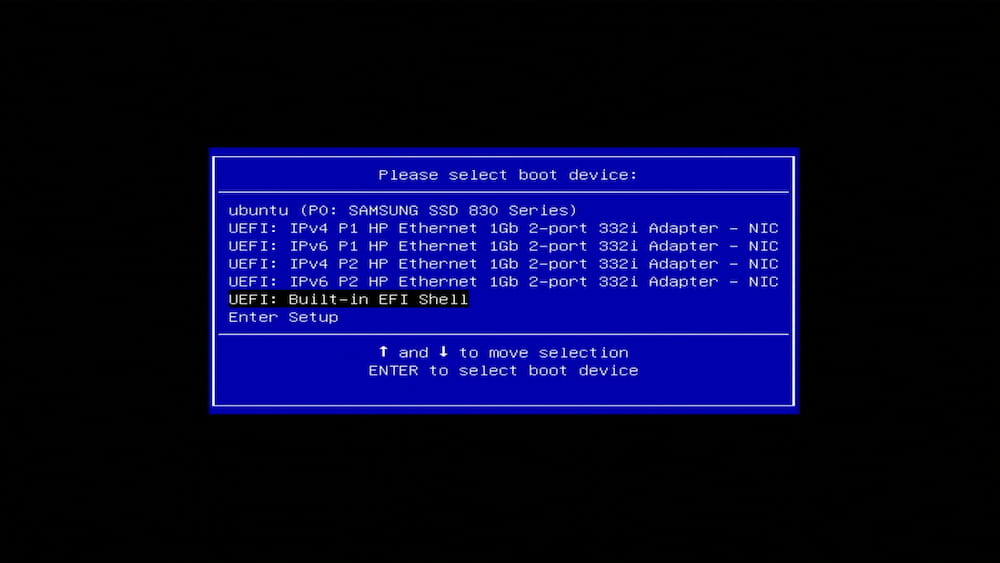 HPE Microserver Gen 10 Boot Menu
